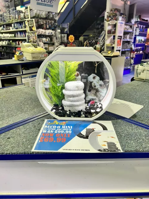 Fish R Fun Deco Mini Fish Tank 10L / 20L Aquarium LED Lighting Black / White