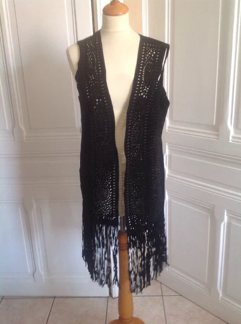 Magnifique Gilet A Franges Sans Manches Zara Woman Taille M