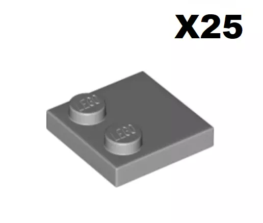 Lego ® Lot 25 Plaques Tuiles 2x2 Plate with Studs on Edge Med Stone Grey 33909