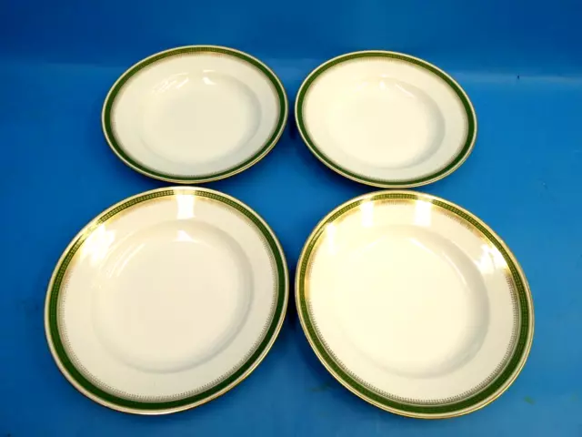 Green Gold Rim Wm Guerin & Co Limoges France Soup Bowls Vintage Used