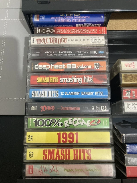 90’s Audio Cassettes Mixed Job Lot & Vintage Black Ash Cassette Storage Unit 2