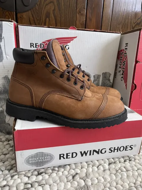 Red Wing Shoes 996 USA Brown Leather Work Boots Vibram Men's Deadstock New NIB