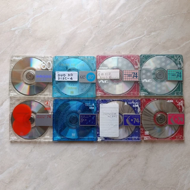 20 Minidisc Axia 5 Colors Mix - 74 Minutes - Support Audio Vintage