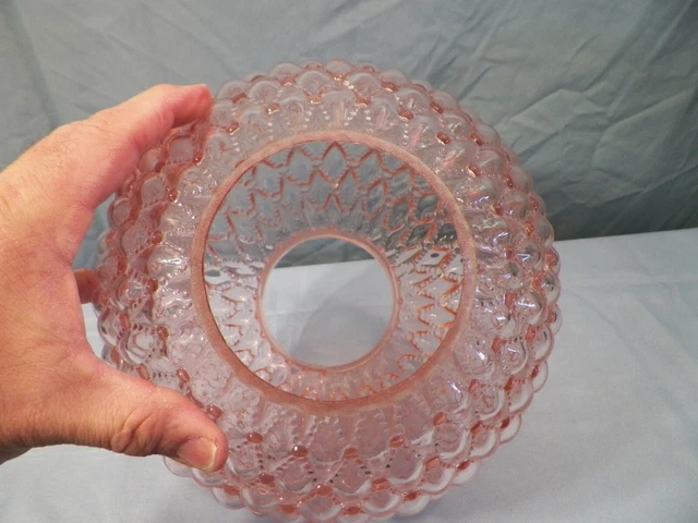Pink Glass Diamond Quilt Ball Lamp Globe Shade 8" Wide 4" Fitter 3