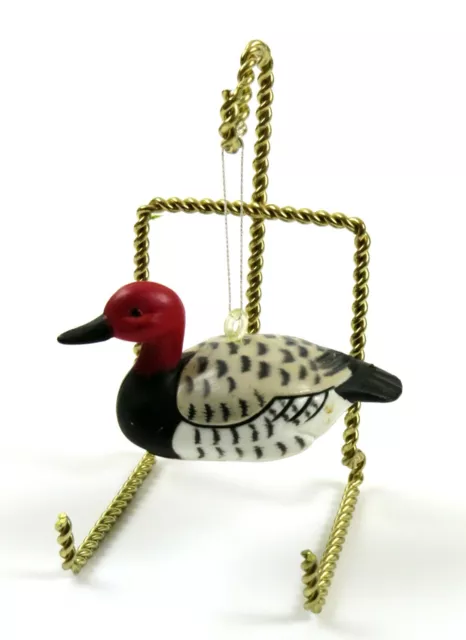 Red Headed Duck Hanging Ornament with Twisted Metal Stand