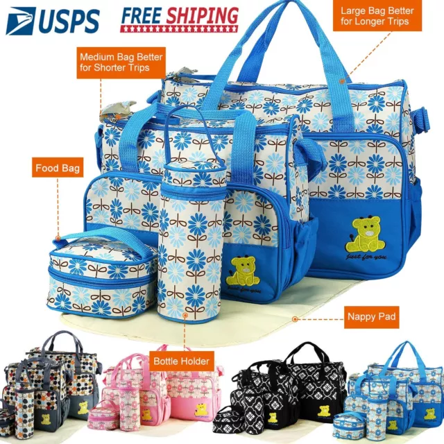 5Pcs/Set Baby Changing Diaper Nappy Tote Bags Mummy Handbag Multi-functional Set