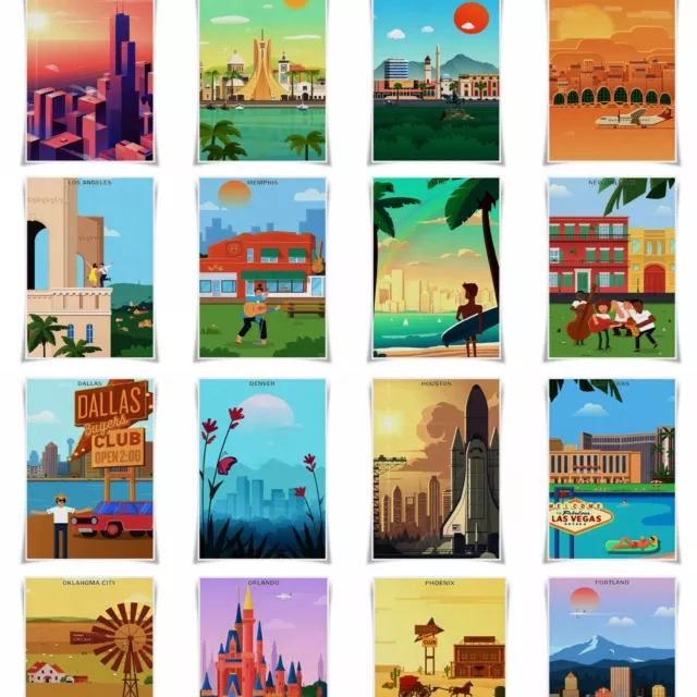 Travel Posters , World Famous Cities Tourist Sites A3 Poster Wall Art Home Decor