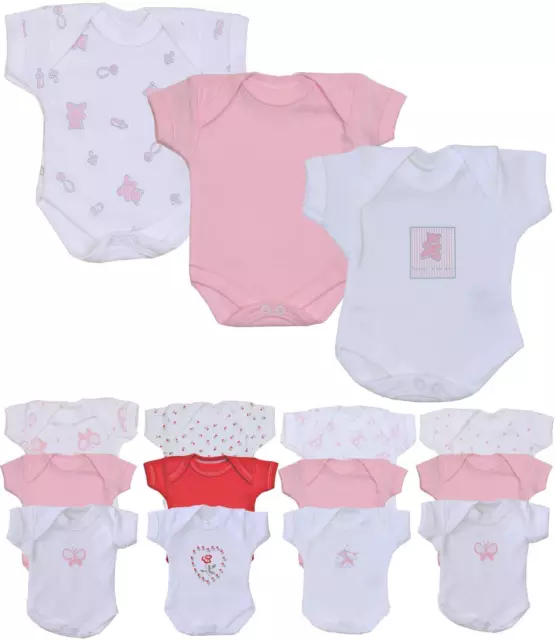 BabyPrem Premature Preemie Baby Girls Clothes 3 Pack Bodysuits Vests 1lb - 7.5lb