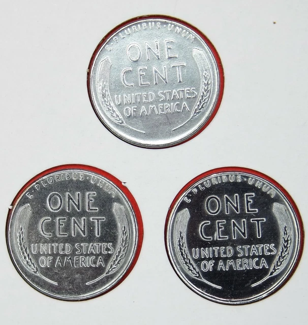 1943 P D S Wheat head Lincoln 3 Penny Set 2