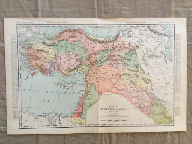 c.1890 Turkey In Asia Rand McNally Original Standard World Atlas Map
