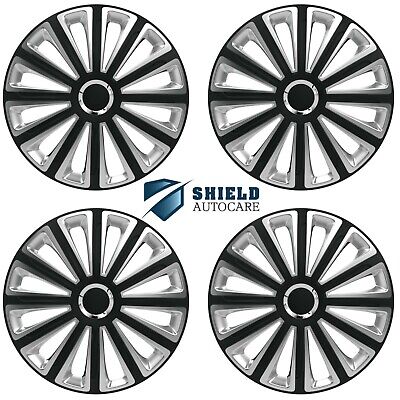 Wheel Trims 15" Hub Caps Trend RC BS Plastic Covers Set of 4 Black Silver R15