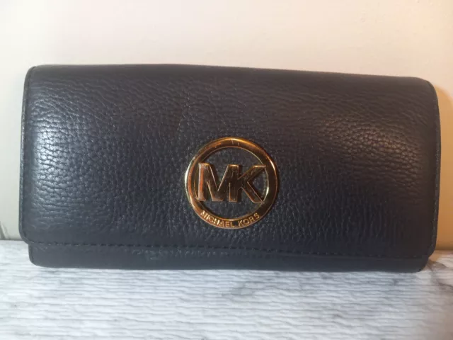 Michael Kors Fulton Leather Carryall Wallet, Black