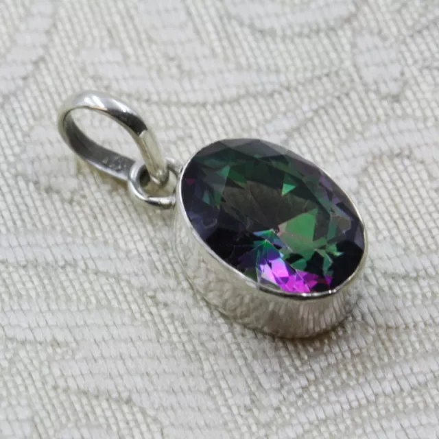 Regenbogen Mystic Topas Anhänger Silber 925 Kettenanhänger Sterlingsilber oval