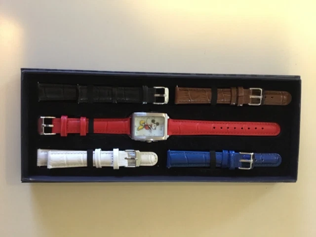 Disney Edizione Limitata Topolino Argento Pelle Set 5 Cinturini Scatola Set Nuovo