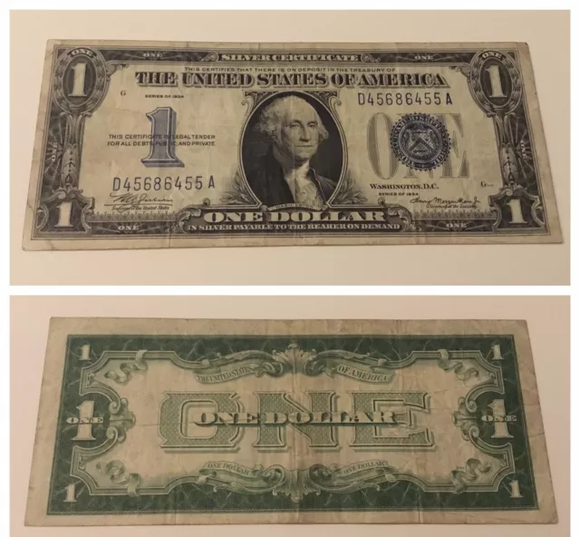 VINTAGE one DOLLAR 1934 SILVER CERTIFICATE $1 BILL JULIAN MORGENTHAU FUNNYBACK