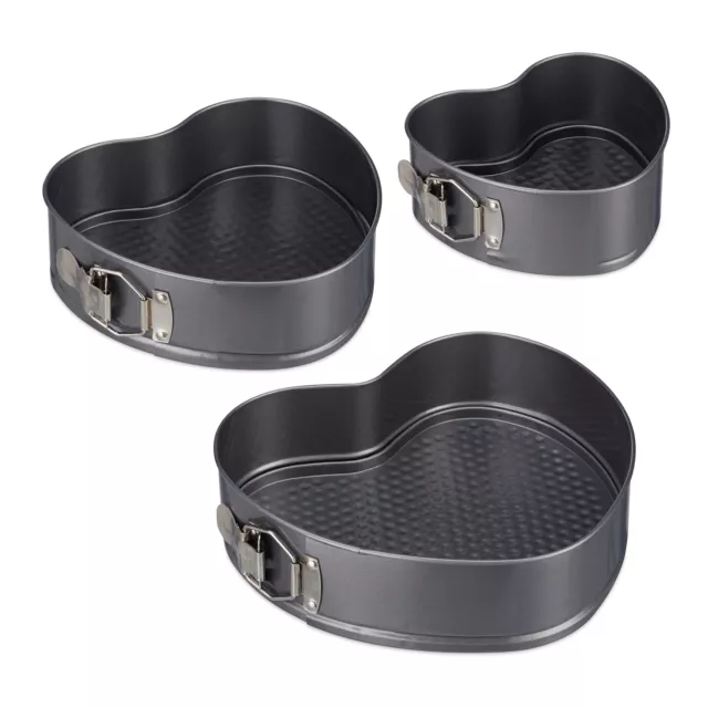 Herzbackform Set 3er, Springfrom Herzform Antihaft-Backform Kuchenform Bake Pan