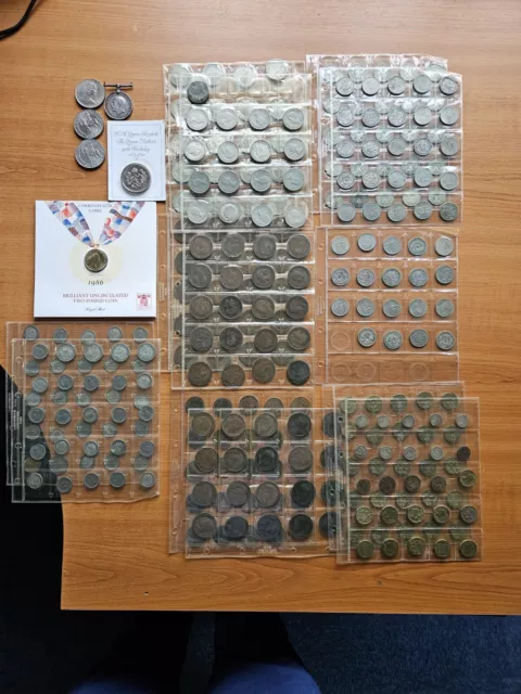 Huge Coin COLLECTION Shillings Florins 3 Pence Six Pence War Medal Rare