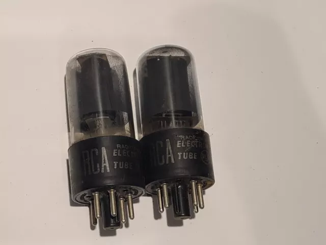 Vintage 1950s RCA USA Black Plate 6V6GT Tubes Pair Package X2 Maxi Tested