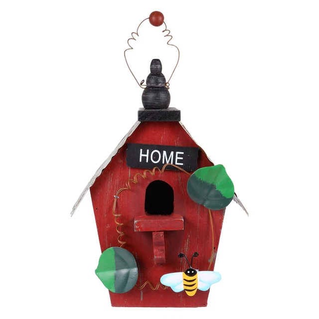 Wooden Bird Feeder House Outdoor Hanging Birdhouse Resting Place Birds