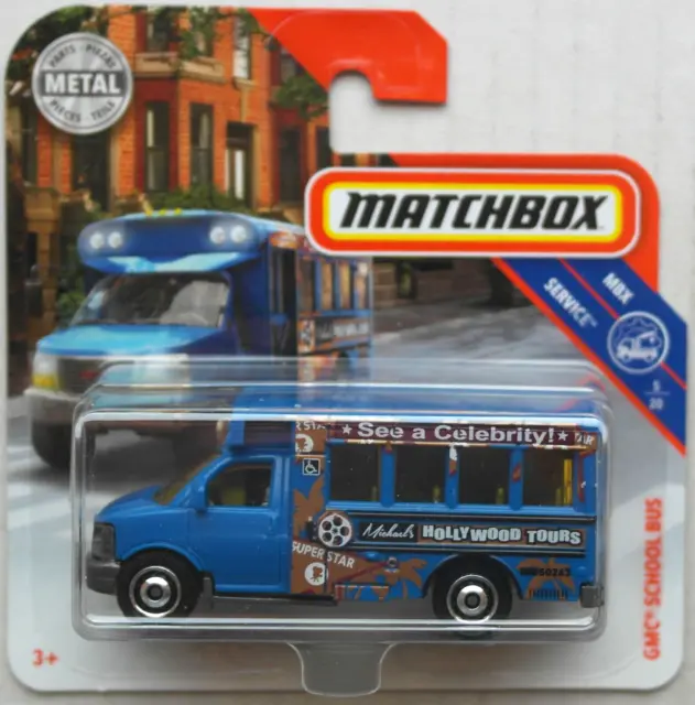 Matchbox GMC School Bus blau Hollywood Tours Neu/OVP Schulbus Bus Autobus MBX