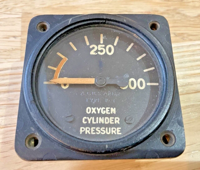 WW2 US ARMY Aircraft Oxygen Cylinder Pressure Gauge Type K1 P51,B25