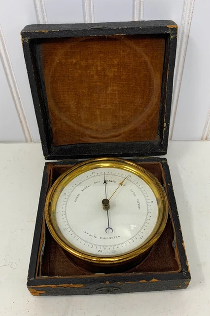 Antique Brass Cased Aneroid Barometer by Dubois & Casse, France D(anchor)C mark