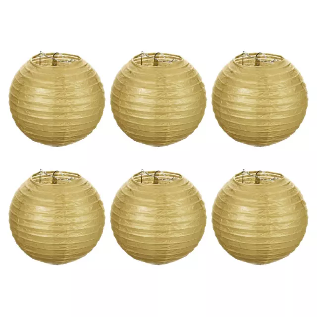 6pcs 6 Inch Folding Hanging Paper Lanterns for Wedding Home Party Gold