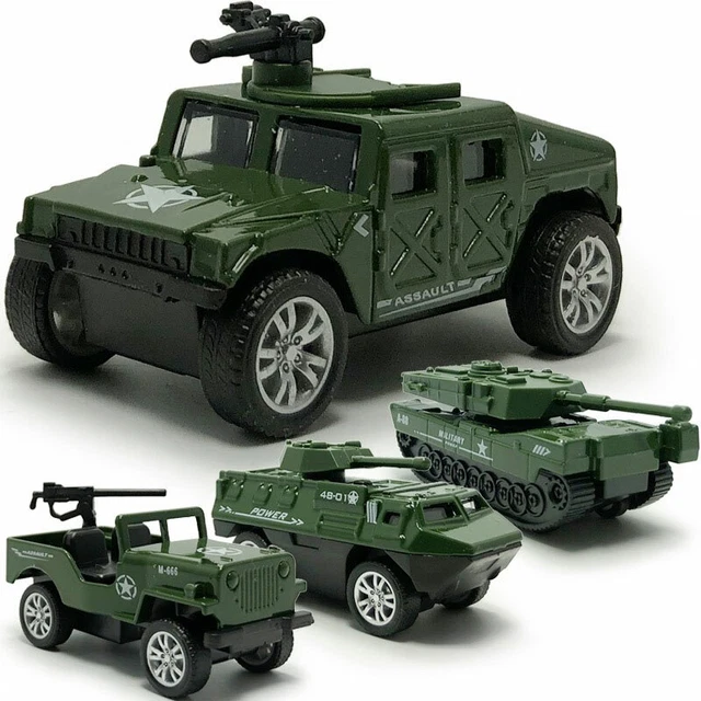 4PCS MILITARY VEHICLE Armoured Army Assemble Mini Car Model Set Diecast
