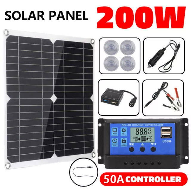 200W Solar Panel Kit 12V Battery Charger 100A Controller Caravan RV Boat Camping