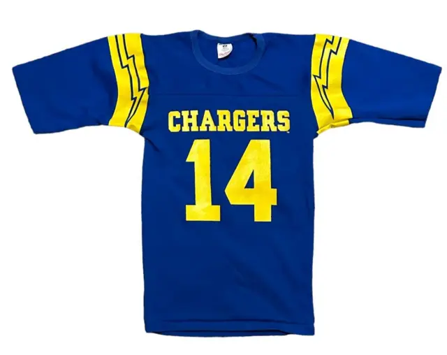 Vintage 80s San Diego Chargers Jersey # 14 Dan Fouts Youth 14-16 Made in USA