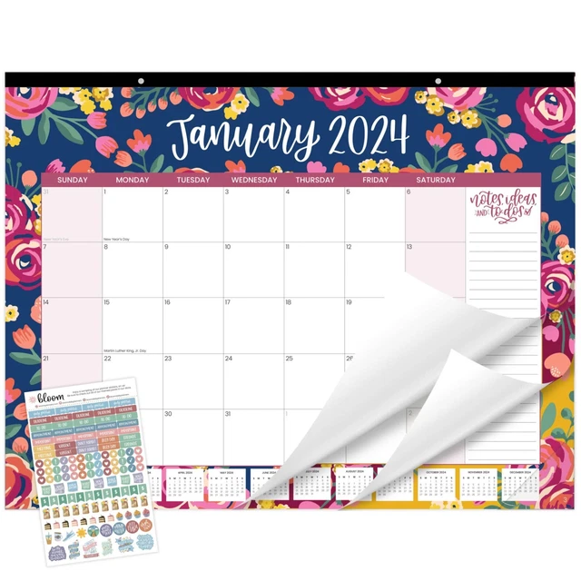 BLOOM DAILY PLANNERS 2024 Desk & Wall Calendar, 16" x 21", Vintage