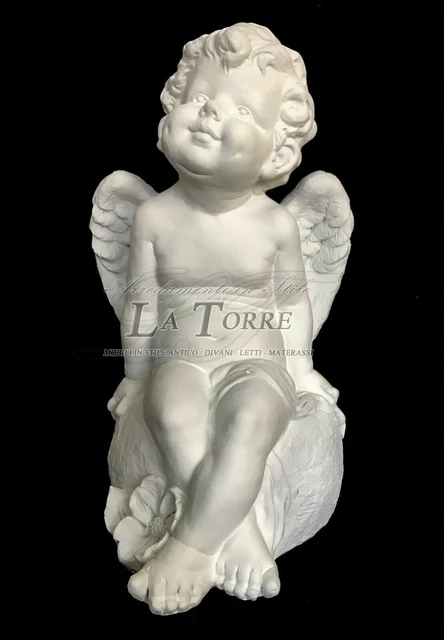 Estatua Ángel Antigua Barroco Blanco Querubín Ornamento Decoración Casa R27
