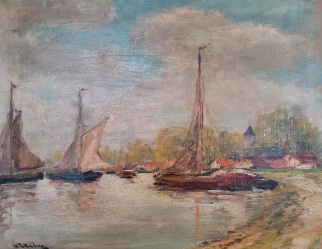 Richard Falkenberg (1875-1948) Ölgemälde Hafenpartie 60x70cm