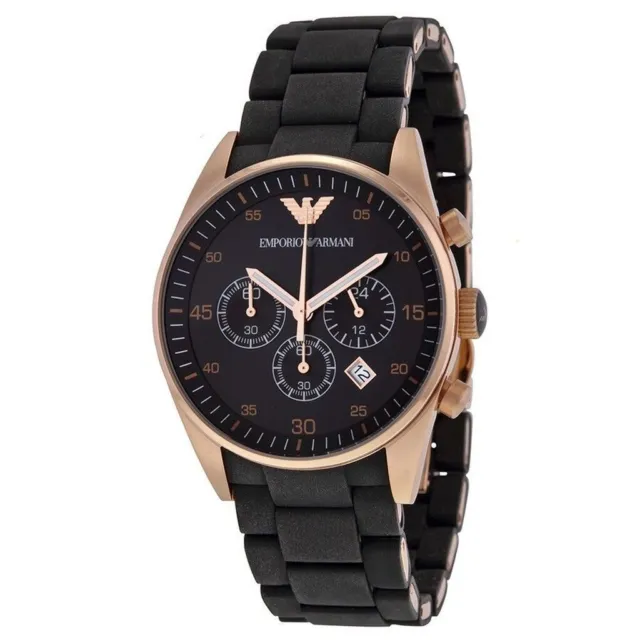 Emporio Armani AR5905 Men's Stylish PVD Rose Gold Pleated Chronograph Watch