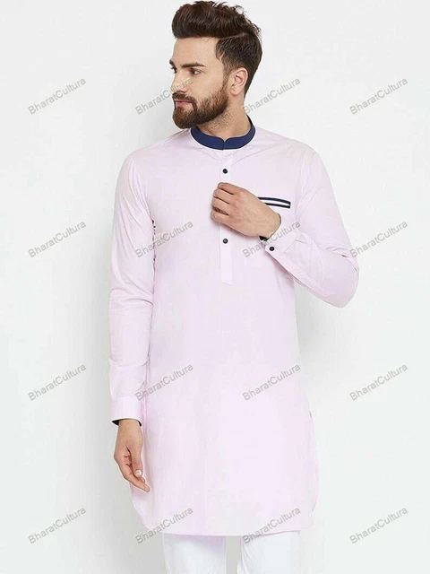 Mens Kurta Kurta Indian Handmade Mens Kurta Sleeves Cotton Striped Shirt New