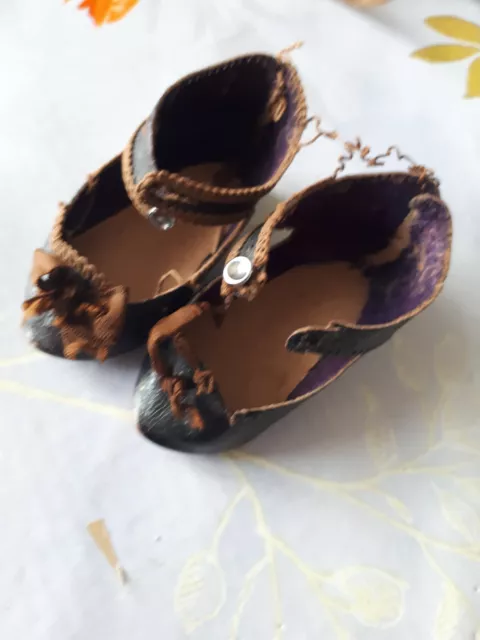 Paire De Chaussures Poupees Anciennes Jumeau Taille7