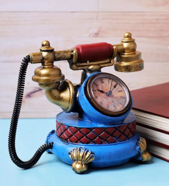 Horloge de téléphone vintage en résine bleue pièce d'accent décoration...