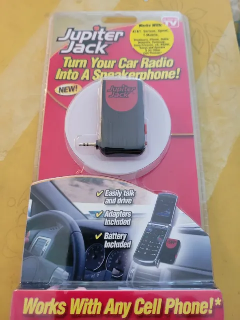 Jupiter Jack Hands Free Cell Device Turn Car Radio into Speaker Phone W/Adapter