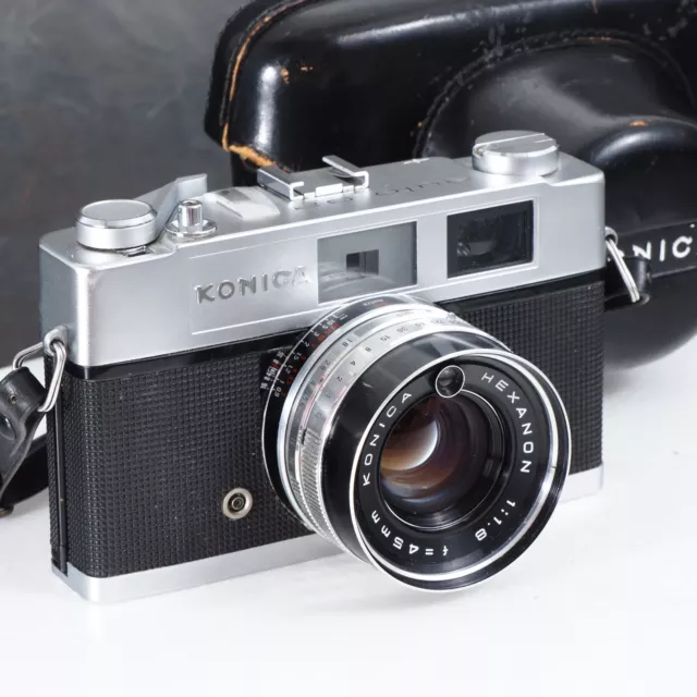 ^ Konica Auto S2 35mm Film Rangefinder Camera w/ Hexagon 45mm f/1.8 Lens #6428