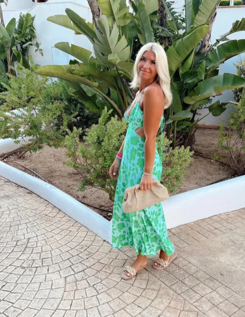 ZARA GREEN BLUE Floral Strappy Cut Out Camisole Midi Dress Size XXL New  Bloggers 23.42 - PicClick UK
