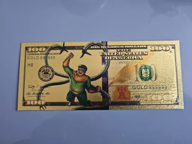 Marvel Doctor OCTOPUS Gold Foil Banknote 100 USD