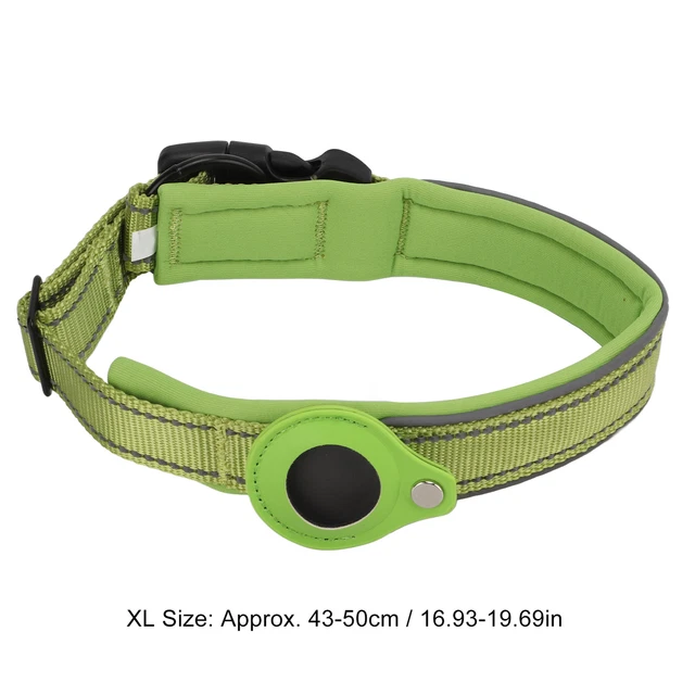 (Green XL Size)Pet Tracker Collar Dog Collar Metal Clamp Location Tracking For