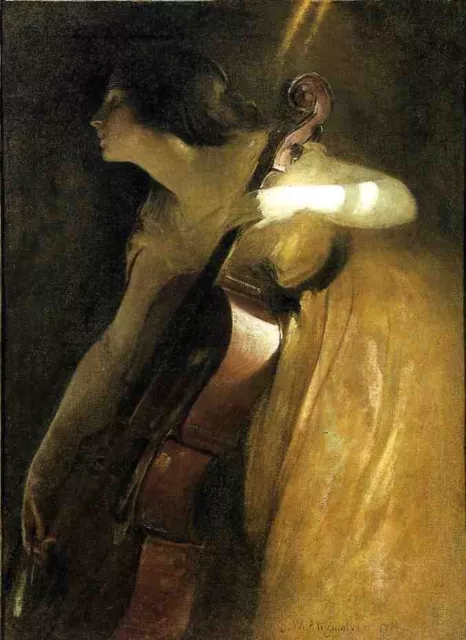 Custom John White Alexander Oil Painting repro A Ray of Sunlight aka The Cellist