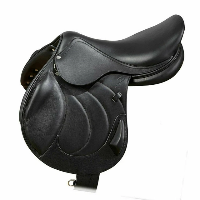 Selle de saut en cuir anglaise 35,6 cm R et 38,1 cm R (noir, 35,6 cm standard