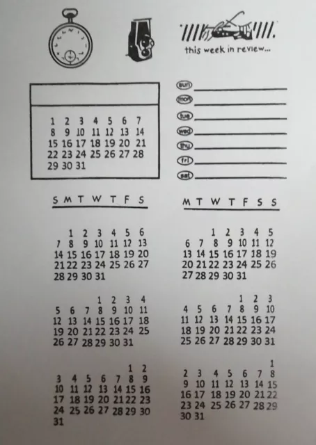 14 Clear Stamps Calander Days Weeks Months Journal Cardmaking Scrapbook Diary