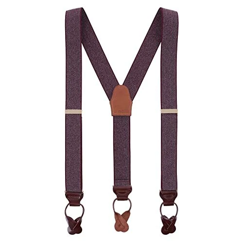 Men's Silas Classic Herringbone Elastic Button End Braces (Suspenders)