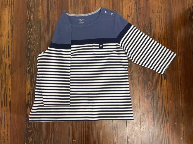 Blue/white striped Karen Scott Sport Sweater - 1X