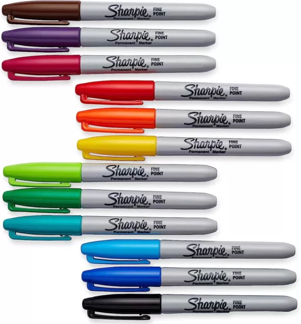 Sharpie Fine Point Permanent Markers 12-Pack Quick-drying Pen Arts Office School 3