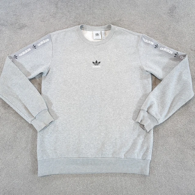 ADIDAS SWEATER MENS Small Grey Originals Tape Crew Sweatshirt