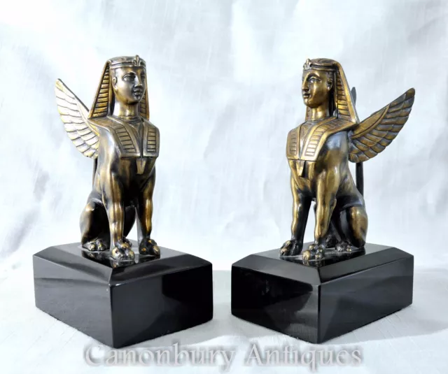 Pair Bronze  Sphinxes - French Empire Sphynx Griffins